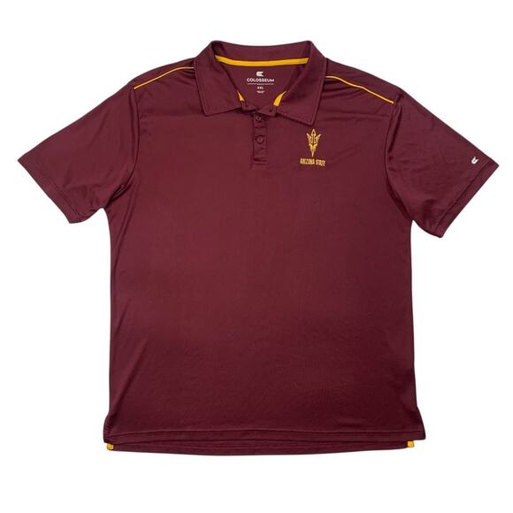 Arizona State Sun Devils Polo Shirt Mens 2XL XXL Maroon Gold Golf Colosseum ASU - Picture 1 of 11
